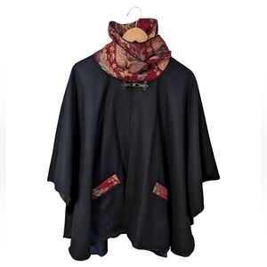 Debra Murray Wearable Art Wool Cape | Boho Tapestry Collar | One Size